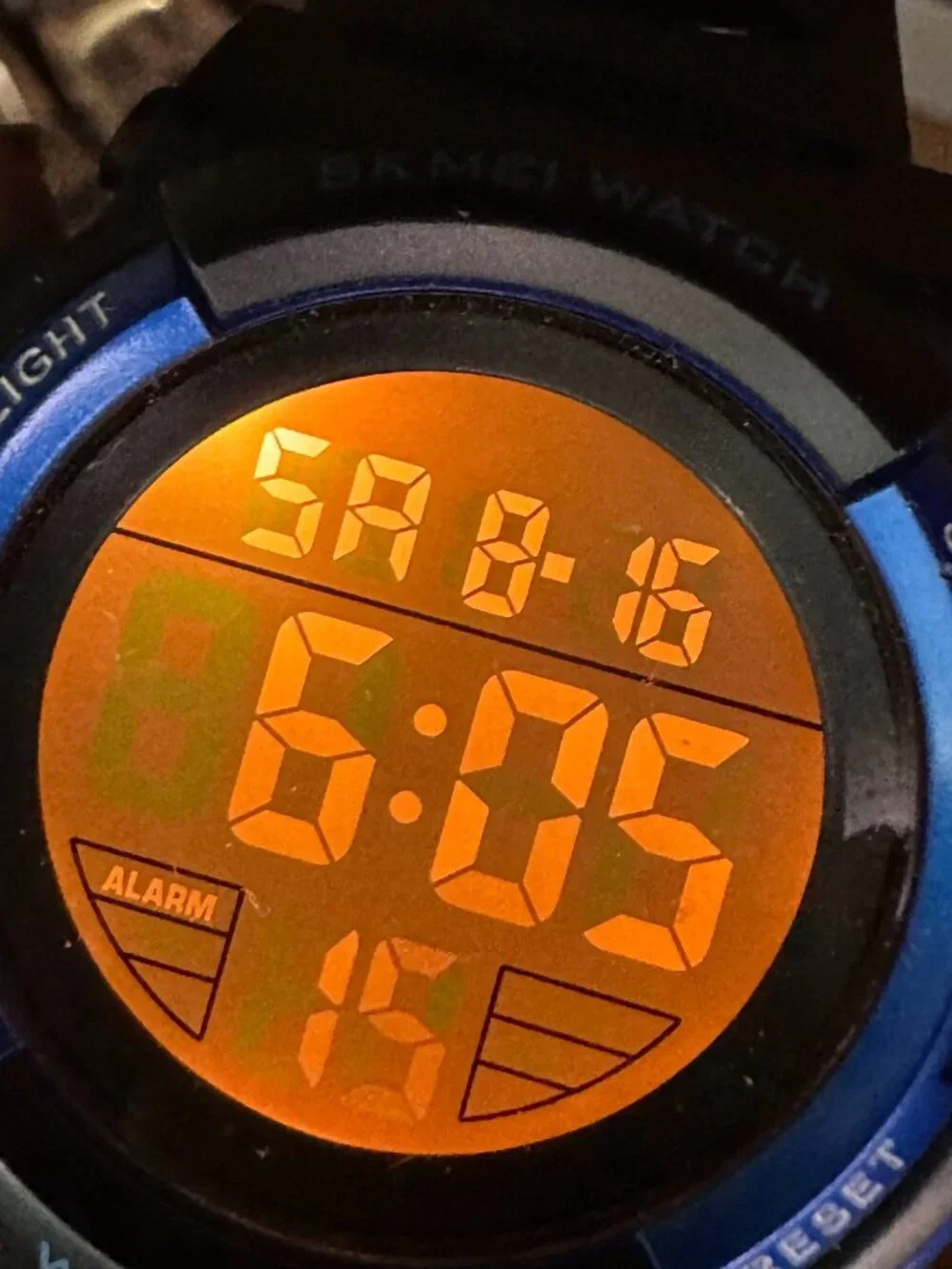 Skmei Digital Watch Men Black Blue Round 43MM Backlight New Battery